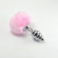 Plug Anal de Metal en Espiral con Pompon Rosa