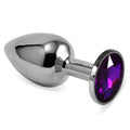 Plug Anal Plateado Rosebud Classic con Joya Púrpura Talla S