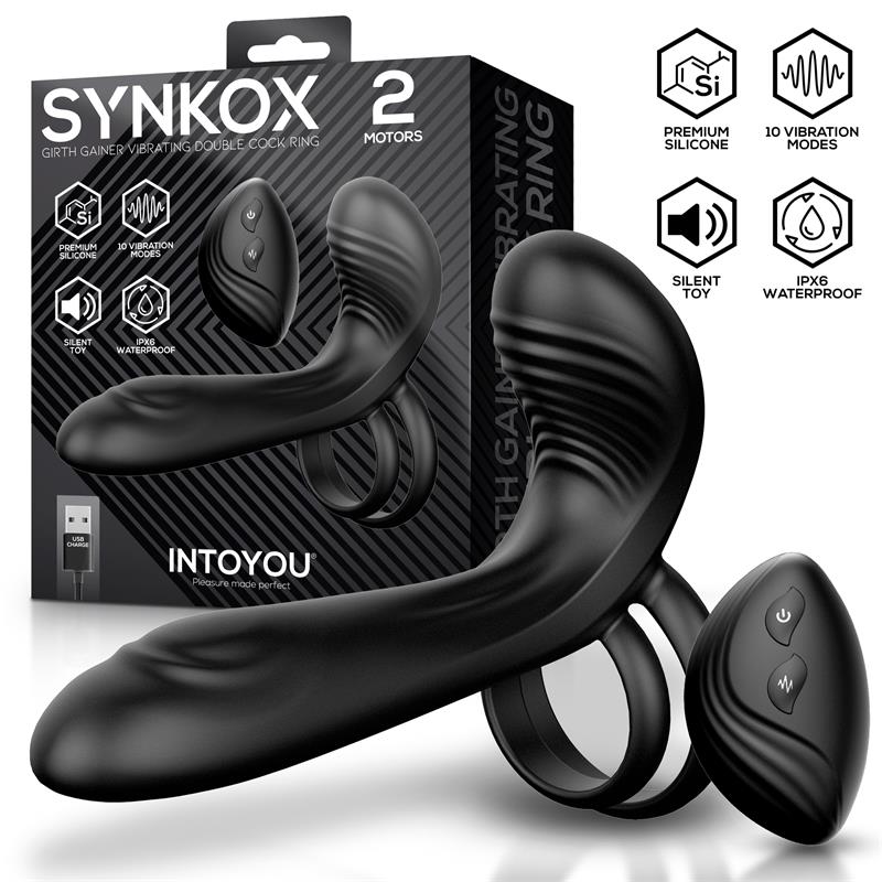 Synkox Girth Gainer con Doble Anillo para el Pene con Vibración
